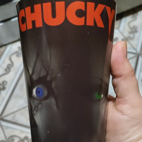 Chucky glass cup childs play bride of chucky face
